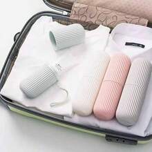 4-Piece Set: Mouthwash Cup, Portable Travel Cup, Toothbrush Holder, Multi-Function Storage Cup, Suitable For Travel, Storage And Bathroom Use. Random Color. - Multicolor - View 6