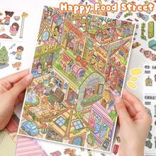 特大號 DIY 場景貼紙附定位線，成人風景貼紙、房屋貼紙、手帳貼紙、3D 微縮房屋場景貼紙、DIY 手帳貼紙、風景貼紙、景觀貼紙、手工貼紙，可重複使用，多種尺寸可選 - A - 查看 5