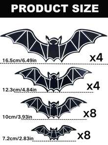 48 piezas Pegatinas de pared de murciélagos que brillan en la oscuridad para Halloween, calcomanías de murciélagos 3D realistas y aterradoras de color negro fluorescente, adecuadas para decoración del hogar espeluznante, decoración de fiesta de Halloween, pegatinas de pared DIY, decoración interior de baño - Ver 12