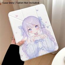 紫色可愛女孩與愛心圖案彩繪效果壓克力水晶平板保護殼附支架，相容 Honor 8/9/10、Honor GT 11.5inch/X8/X8A/X9/X8Pro/X9Pro/V9/V8 Pro，相容 MatePad Se 11inch/MatePad 11inch/11.5inch、MatePad Pro 及其他熱門機型，亦適用於小米、Apple 10代/11代 - 彩色 - 查看 4
