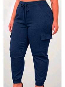 Women's Plus Size Cargo Jogger Pants Sizes G1 To G3 – Comfort And Style - Biru - View 7