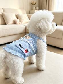 1pc New Pet Dog Clothes Spring/Summer Strawberry Embroidered Camisole Dress, Thin Cute Soft Sweetheart Tank Dress For Cats, Bichon, Small Dogs, Teddy - Multicolor - View 5