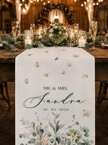 Customized Sweet Table Wedding Table Runner With Name/Text - Elegant Wedding Reception Decor, Suitable For Indoor/Outdoor, Sweet Table Centerpiece Table Runner, Gift For Newlyweds, Parents, Sisters, Close Friends - Multicolor - View 7