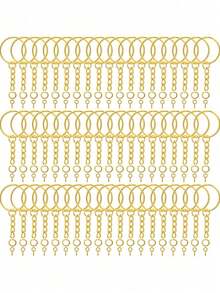 90 piezas Kit de accesorios para llaveros, adecuado para manualidades de llaveros de resina DIY, que incluye llaveros con cadena, anillos partidos, pasadores de ojo de tornillo para DIY de llaveros - 90Pcs/Set - Ver 11