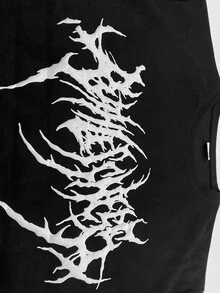 [Selected Pine Resin Ink]Men's Casual Fashion  Suede Foam Short Sleeve Shirt T Shirt - Black - View 4