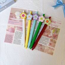8pcs/Set Fruit Pattern Retractable Gel Pens, Cute Highly Attractive Black Ink Ballpoint Pens, Minimalist Student Writing Pens, Office Signature Pens, Holiday Event Gift Pens, Back To School - Black Click Pen - View 10