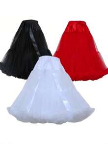 55cm White Black Red Cosplay Wedding Party Tulle Skirt Petticoat Rockabilly Swing Skirt - Multicolor - View 1