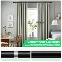 Matte Black Curtain Rods For Windows 48 To 84 Inch, Adjustable Heavy Duty 1" Diameter Curtain Rod With Modern Solid Metal Finials For Outdoor Farmhouse Bedroom Kitchen Living Room - Black - View 5
