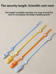 3pcs/1pc Silicone Pacifier Clip, Silicone Teether Clip Pacifier Chain With Clip, Anti-Drop Teether Chain, Baby Soothing Pacifier Chain, Baby Teething Stick Bite Rope Anti-Loss, Suitable For Baby Boys And Girls - Flexible Rust-Free Bracket For Teething Relief And Baby Essentials - Multicolor - View 4