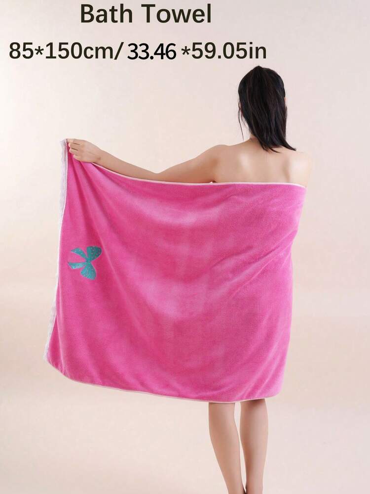 1/2/3件珊瑚絨吸水刺繡蝴蝶結蕾絲超細纖維浴室毛巾 或 1件時尚款家用手巾 浴室浴巾 柔軟親膚洗臉巾 適用於浴室、飯店、健身房、運動、戶外、海灘、學校、開學季、居家必需品、毛巾、護膚 - 玫紅色 - 查看 7