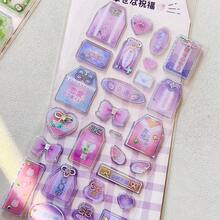 Q-LiA Rainbow Jelly Sheet – Japanese Amulet/Lucky Tag Design With Four-Leaf Clover Pattern. Features 3D Puffy Crystal Embossing. Waterproof, Self-Adhesive Sticker; Perfect For DIY Crafts, Scrapbook Decoration, Smartphone Cases, Laptops, Water Bottles, Stationery Accessories, And More. - Multicolor - View 7