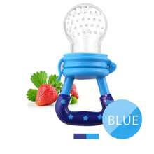 Contenedor de comida para bebés, cuchara de silicona para alimentar con fruta, cuchara de alimentación con punta suave de silicona, herramienta de alimentación para bebés, suministros de ali - azul L - Ver 11