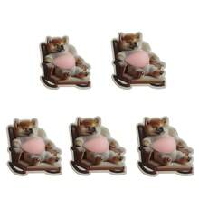 3D Sticker 1pc/2pcs/5pcs Creative Fried Chicken Stickers, Shiba Inu Stickers, Belly Puppy Stickers, Belly Dog Collection Printed Stickers For Scrapbooking And Decoration - Dark Grey - View 3
