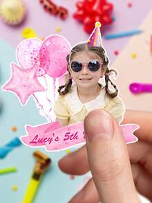 UNICCUT 24/48pcs Customized Portrait Photo Name Birthday Party Outline Stickers Personalized Face Gift Card Seal Stickers Dance Party Event Water Cup Adhesive Stickers - Multicolor - View 8