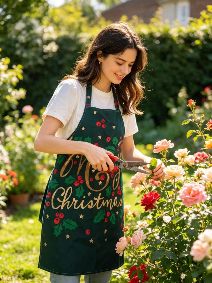 Delantal de cuello colgante para cocina/oficina de talla grande navideño, adecuado hasta 100kg, ropa protectora profesional, vale la pena tener - Multicolor - Ver 1