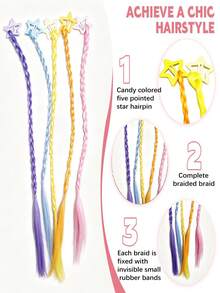 Girls Hair Accessories Children's Colorful Braiding Set Rainbow Synthetic Hair Clips Lucky Five-Pointed Star Hair Clip Combination Set, Halloween - Multicolor - View 5