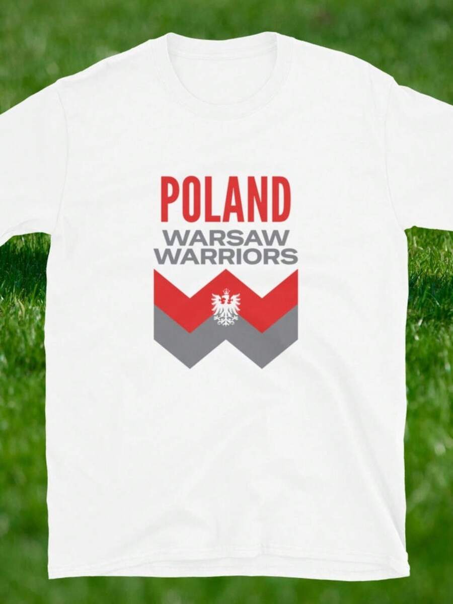 T-shirt d'été en pur coton unisexe, T-shirt Poland - Warsaw Warriors, Y2k - Blanc - Voir 1