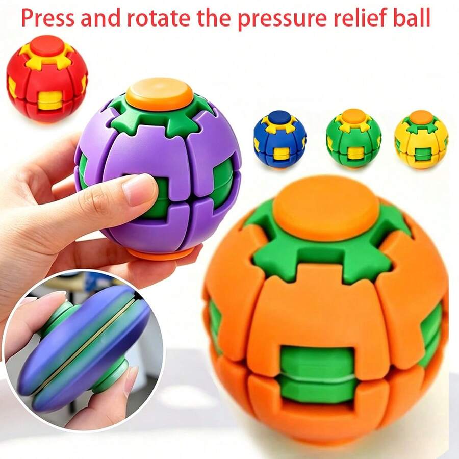 Press And Rotate Decompression Ball, Color 3D Printing Press And Rotate Decompression Ball, Soccer Fingertip Gyroscope, Office Classroom Portable Small Toy, Pinch Toy - Multicolor - View 1
