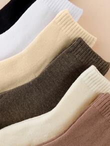 1 Par/6 Pares de Calcetines de Media Caña Otoño/Invierno, unicolor con Forro Grueso y Cálido, Calcetines de Suelo Esponjosos y Suaves, Color Aleatorio, Adecuados para Mujeres y Mejores Amigas - Multicolor - Ver 3