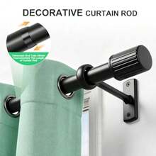 Matte Black Curtain Rods For Windows 48 To 84 Inch, Adjustable Heavy Duty 1" Diameter Curtain Rod With Modern Solid Metal Finials For Outdoor Farmhouse Bedroom Kitchen Living Room - Black - View 6