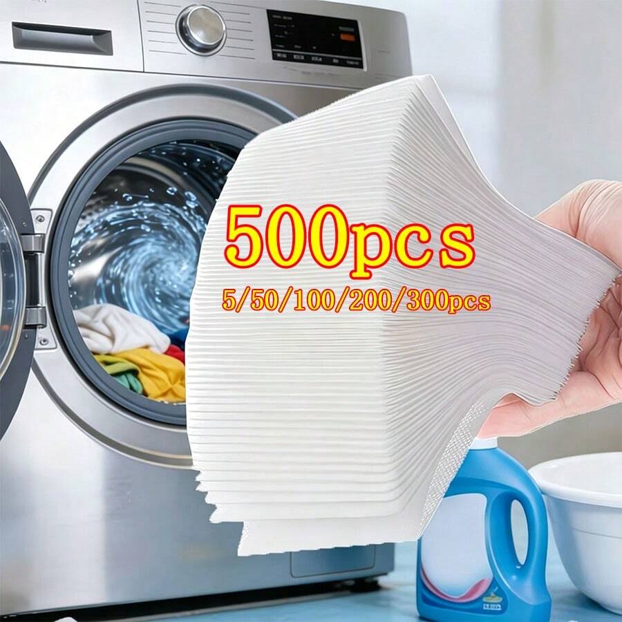 500/300/200/100/50/5片裝吸色洗衣片，防染移劑吸色布，適用洗衣機，防止染料滲色，強化衣物保護，輔助洗衣護理