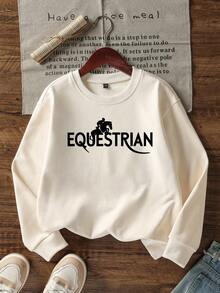 Teen Girl Casual Fun Print Crew Neck Long Sleeve Sweatshirt Autumn/Winter Top - Apricot - View 3