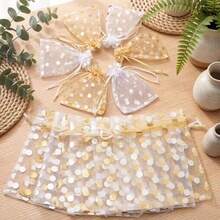 10/20pcs Silver Polka Dot Mesh Drawstring Bags And Transparent Party Gift Bags; Durable, Reusable Bags, Perfect For Wedding Favors, Birthday Party Supplies, Gift Packaging And Daily Storage - Drawstring Bag - View 4