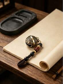 2pcs Brass Lion Bell Pendant, Men's, Exquisite Vintage Keychain, Eye-Catching Outdoor Accessory, Perfect Gift For Men - Multicolor - View 3