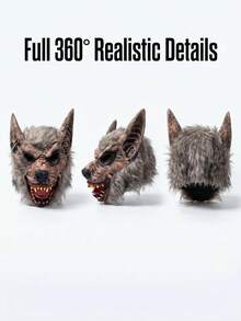 Realistische graue flauschige Werwolf Vollgesichtsmaske, atmungsaktive gruselige Wolfskopfmaske für Erwachsene, geeignet für Halloween-Party, Cosplay, Geisterhaus, Escape-Room Rollenspiel Kostümdekoration - Mehrere Stile - Übersicht 7