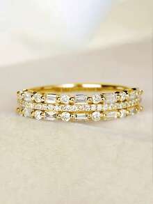 1pc Cute Cubic Zirconia Ring, Women's Wedding Engagement Anniversary Jewelry Valentine's Day Gift - Yellow Gold - View 1