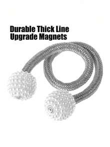 2/4/6pcs Magnetic Curtain Tiebacks,Faux Pearl Curtain Tiebacks,Pearl Decorative Rope Tie Backs,Drape Tie Backs Decorative,Window Tie Decorative Rope Fixer,Classic Necktie Design Curtain Holder Clips,Curtain Holdbacks,No-Drill,For Home Office Decor. - Multicolor - View 5