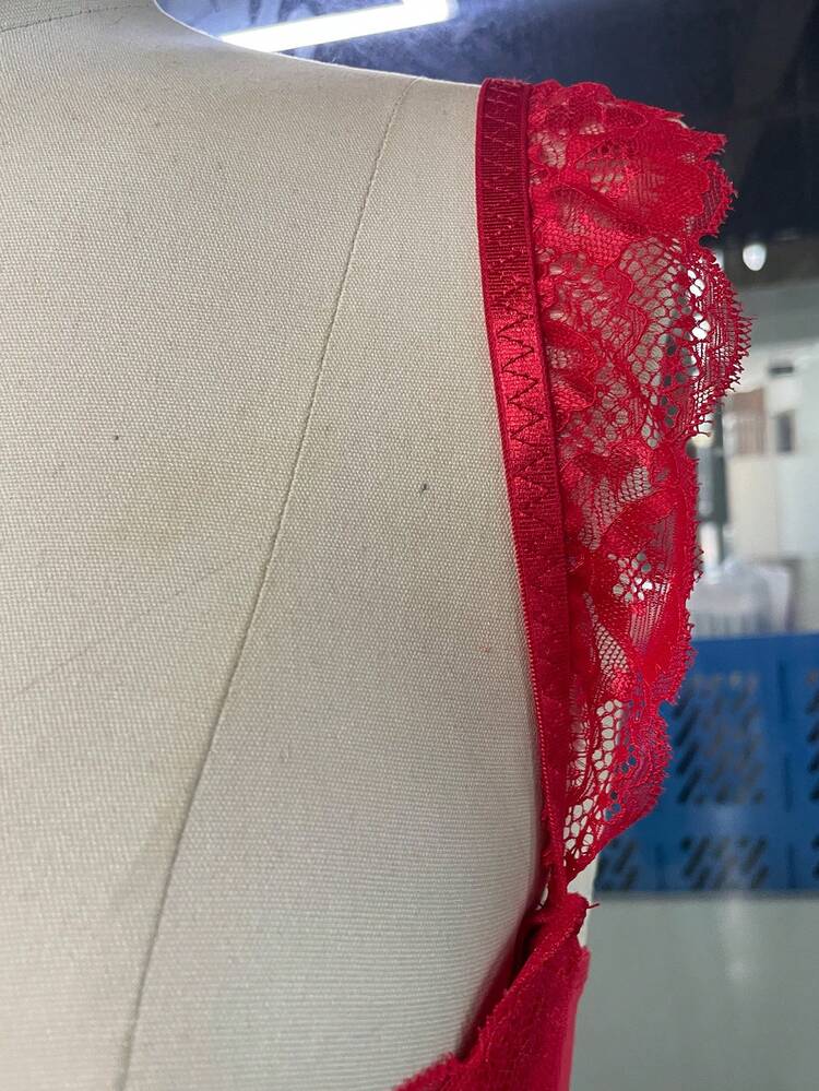 Bella Beso 1件性感鋼圈半罩杯內衣 - 紅色 - 查看 5