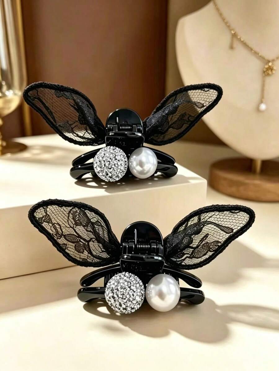 1pc Girls Elf Ear Fashion Forehead Hair Clip Butterfly Claw Clip Versatile For Daily Wear - Multicolor - View 1