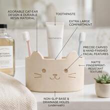 1PC/Cute Cat 3-Hole Self-Draining Toiletries Rack/Facial Cleanser Holder, Multi-Functional Toothbrush And Toothpaste Storage Rack, Suitable For Bathroom Accessories And Home Decor. - Multicolor - View 1