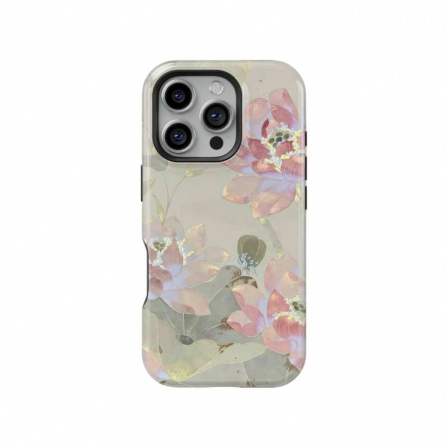Pastel Lotus Floral Phone Case Compatible With IPhone 17 16 15 14 Pro Max Plus 13 12 11 - Green - View 1