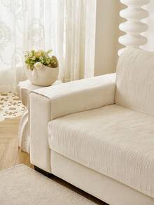 1pc Chenille Vertical Textured Jacquard Solid Color Sofa Cushion Cover, Modern Minimalist Sofa Seat Cover, Anti-Slip Anti-Dust Anti-Cat Scratch Pet Friendly, Durable Wear-Resistant Machine Washable, Protect Sofa, Sofa Renovation, Sofa Decoration, Enhance Atmosphere, Bohemian, All Season Universal Sofa Cover, Universal Living Room Bedroom Study Outdoor, 1-4 Person Straight L-Shaped Sofa Cushion Cover, Sofa Cover - Beige - View 6