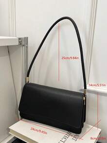 Fashion Crocodile Embossed Flap Shoulder Bag - Black - View 8