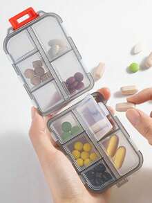 1pc Travel Pill Box, Portable Storage Container With Sealed Compartment Design, PP Plastic Material, Suitable For Car, International Travel And Various Occasions, Convenient For Organizing Medications - View 8