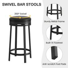 24'' Backless Round Swivel Bar Stools Set Of 2/4, Modern Counter Height Backless Round Kitchen Island Seating With PU Leather Upholstery And Metal Frame Durable Comfortable - View 7