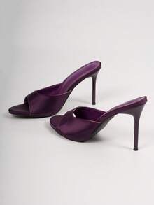 2026 Spring/Summer New Women's Mule Sandals With Medium-Thin Low Heel,Stiletto Heels - Purple - View 5