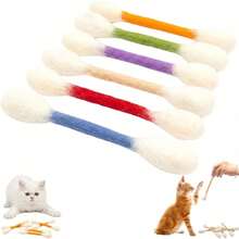 6 pezzi Bacchetta interattiva per gatti, giocattoli per gatti, 6 colori, adatti per alleviare la noia in casa, corda masticabile durevole per la cura dentale, grande palla da calcio per gatti, giocattolo interattivo, accessori regalo - Multicolore - Visualizzare 2