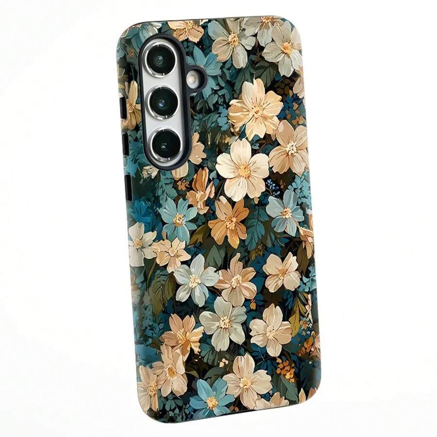 Versand aus europäischem Lager Retro Blumen 2 IN 1 Film Schalen Handyhülle für Samsung S25 S24 S23 S22 S21 Plus Ultra S25 Edge S20 FE A56 A16 15 26 36 Cover AJJA - FL001 - Übersicht 1