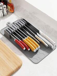 5 fack & 11 fack/avtagbar 11 fack silikonknivhållare - antibakteriell köksbänksorganisatör, ergonomisk design med halkfritt grepp, lämplig för knivförvaring och torkning - Enfärgad - Visa 8