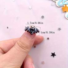 2D Flat 10pcs Mini Black Bat Decorations - Colorful Resin Material, Flat Back Design, Suitable For DIY Scrapbooking And Halloween Nail Art Decoration, Perfect For Halloween Decor - A - View 4