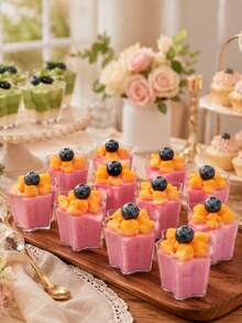 10PCS Star-Shaped Transparent Dessert Cups, Reusable Mousse Pudding Cups For Wedding Dessert Table, Birthday Party, Holiday Gathering, Summer Outdoor Party, Celebration - Multicolor - View 5