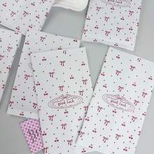 50pcs 4.3x7.9 Inch Party Holiday Packaging Bags, Gift Wrapping Paper Bags, Including Holiday Gift Paper Bags, English Letter Gift Wrapping Bags, Red Cherry Pattern Packaging Paper Bags, High-End Decorative Packaging Paper Bags, Accessory Small Gift Paper Bags, Party Gift Wrapping Bags And Creative DIY Craft Decorative Gift Paper Bags, Suitable For Holiday, Wedding, Birthday Gift Bags And Gift Wrapping Paper Bags - Gift Bags - View 2