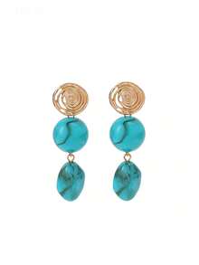 Retro Relaxed Matte Resin Spiral Metal Long Earrings For Women Beach Party - Multicolor - View 4