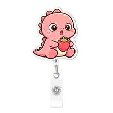 1pc Dinosaur Pattern Retractable Badge Reel, Acrylic Easy-Pull Retractable ID Card Holder, Suitable For Nurses, Workers, Doctors, Registered Nurses, Nursing Assistants, Fun Badge Design, Durable Badge Clip, 2D Flat - A - View 14