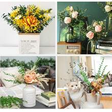 Artificial Eucalyptus Dried Flower Bouquet, Faux Money Tree Eucalyptus Leaves With Foliage Floral Decoration, Suitable For Wedding Decor, Home Vase Arrangement, Wedding Party Decoration, DIY Bouquet Packaging Accessories - Single Eucalyptus Leaf - View 4