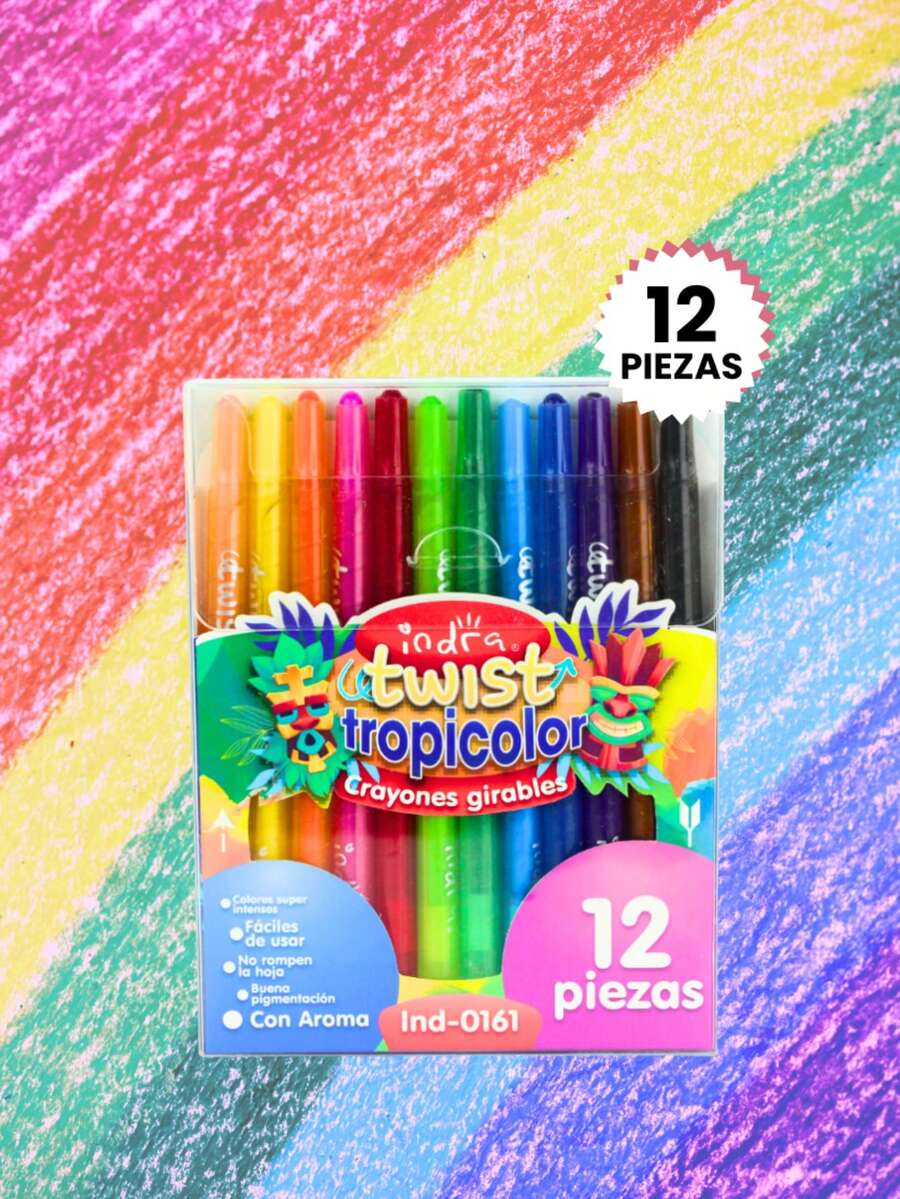 Twistable Crayons For Children, Set Of 12 Colors